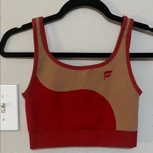 Fabletics Red and Tan Sports Bra